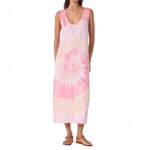 NEW KUJTEN women's ramo sunny tie dye maxi dress in kaki rose